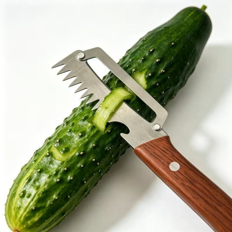Barakome Multifunctional Kitchen Peeler — Stainless Steel with Wooden Handle